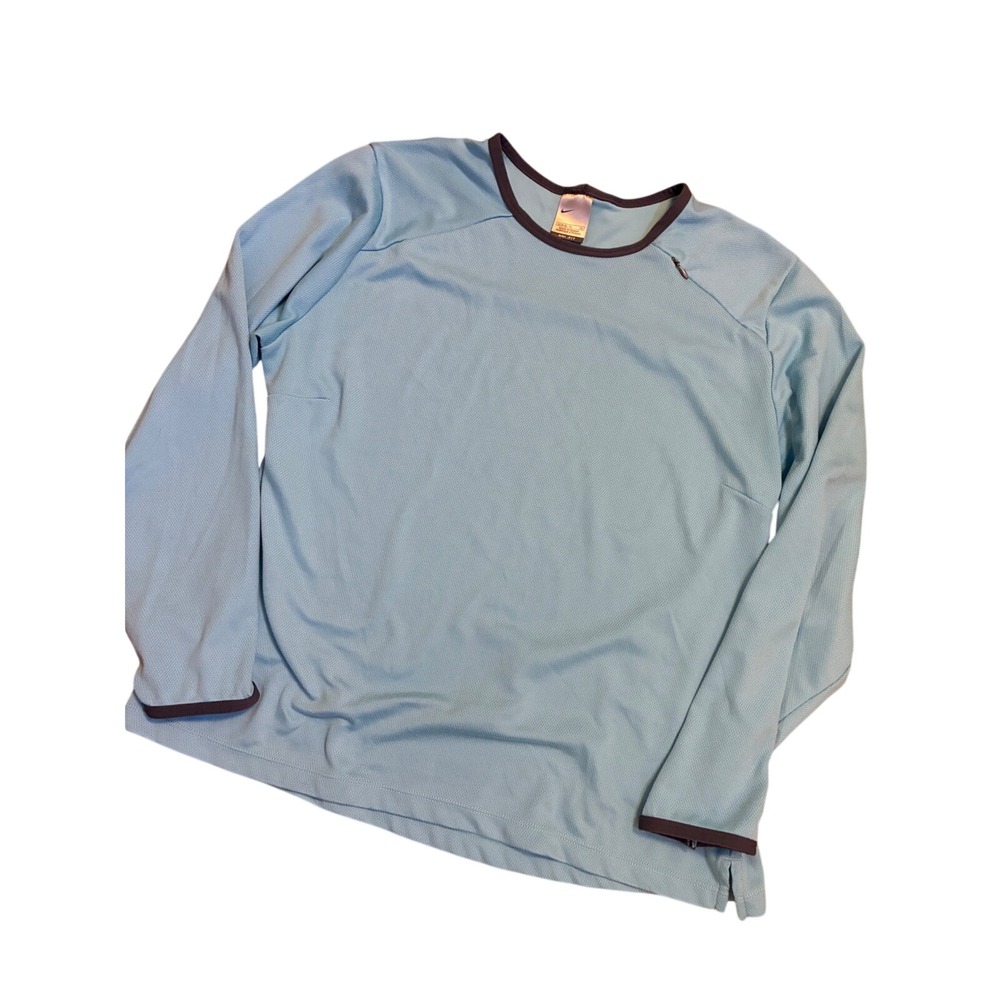 Nike Dri-FIT Womens XL Light Blue Long Sleeve Running Training Top Mesh Pocket